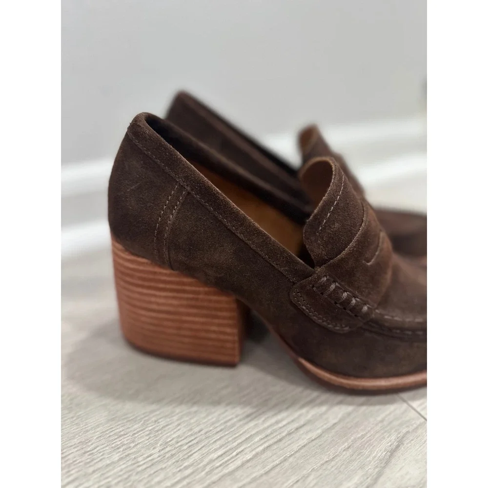 Kork-Ease Modeste Heeled Penny Loafers Sz 6 Chocolate Brown Preppy Academia Y2K